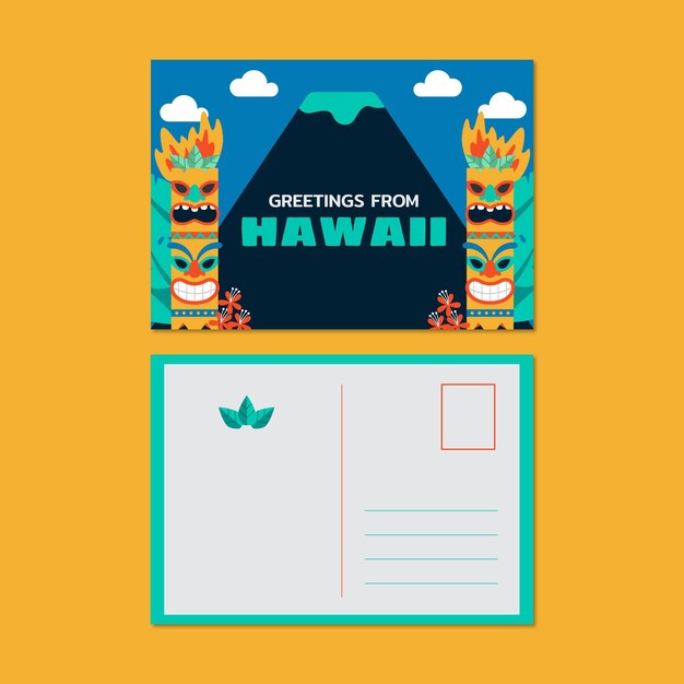 Creative exotic hawaii travel postcard