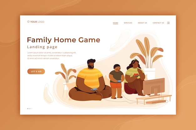 Free vector creative family time landing page template