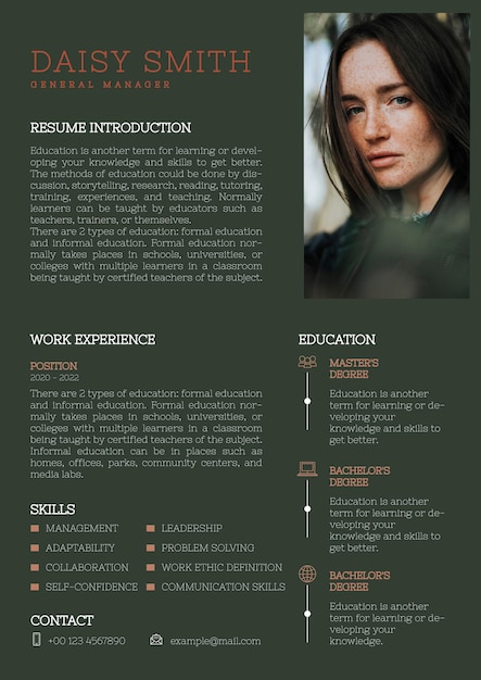 Free vector creative fashion editable cv template resume builder