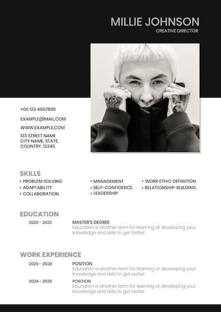 Free vector creative fashion editable cv template resume builder