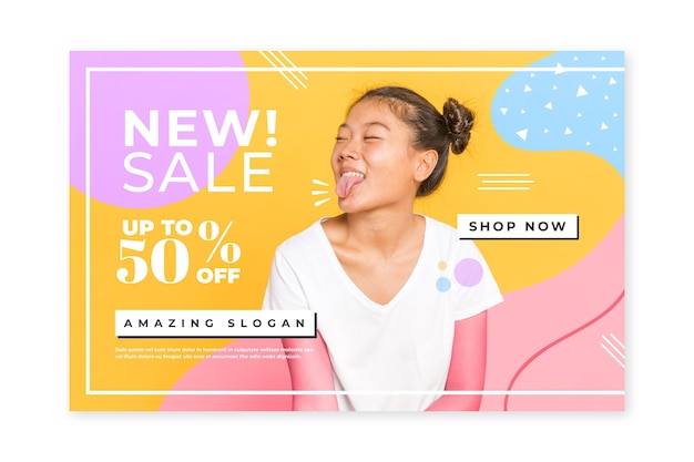 Creative fashion sale home page template with photo