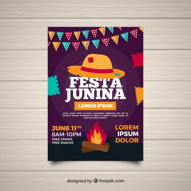 Vettore gratuito creativo modello di copertina festa junina