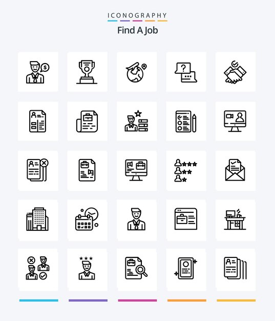 Creative Find A Job 25 OutLine icon pack Such As themes chat world laptop job