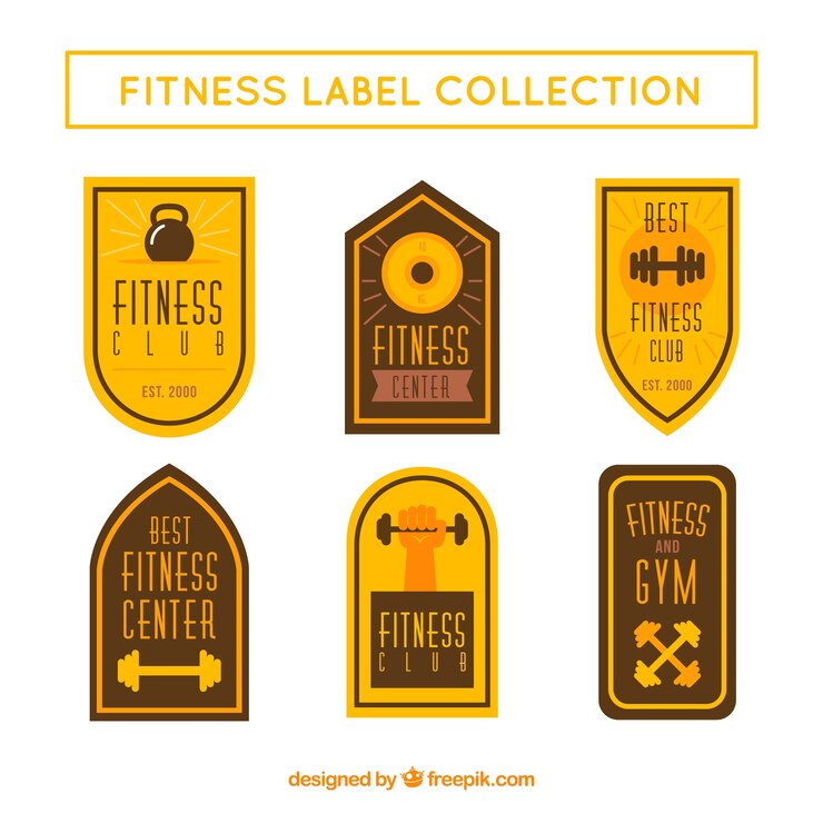 Free Vector creative fitness badge pack