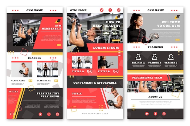 Vettore gratuito modello di email fitness creativo