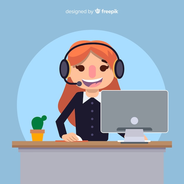 Бесплатное векторное изображение Концепция creative flat call center