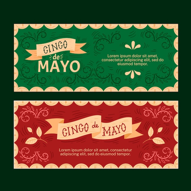 Vettore gratuito banner creativi piatti cinco de mayo