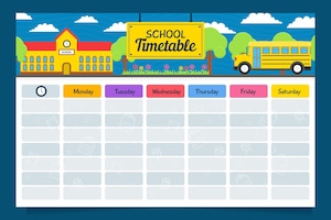 Creative flat design back to school timetable
