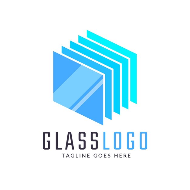 創造的なフラットデザインのガラスのロゴのテンプレート