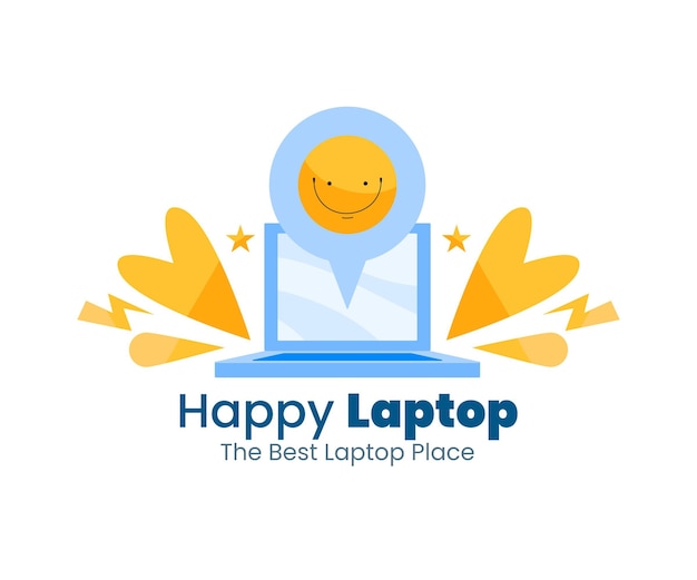 Креативный плоский дизайн шаблона логотипа ноутбука