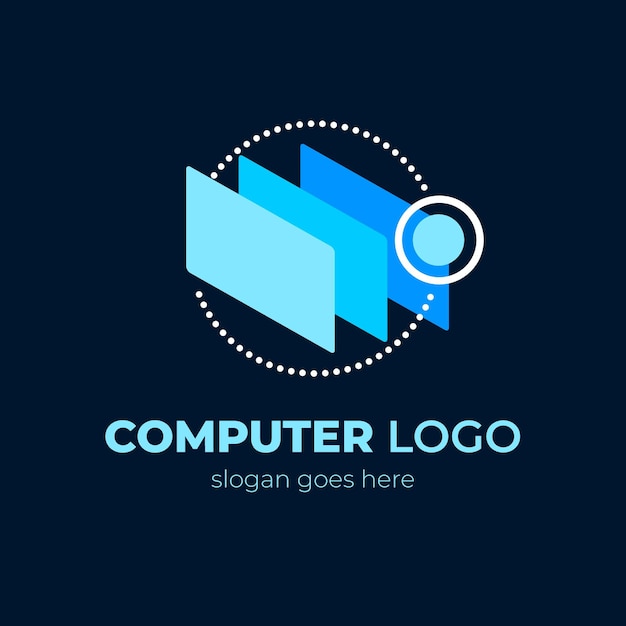 Vettore gratuito modello di logo per laptop design piatto creativo