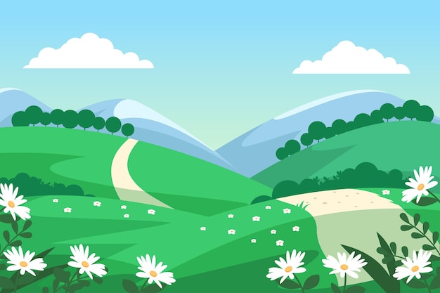 Creative flat design spring landscape