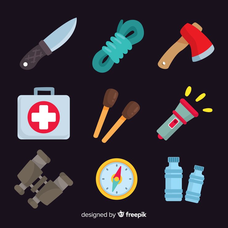 Free Vector creative flat emergency survival kit