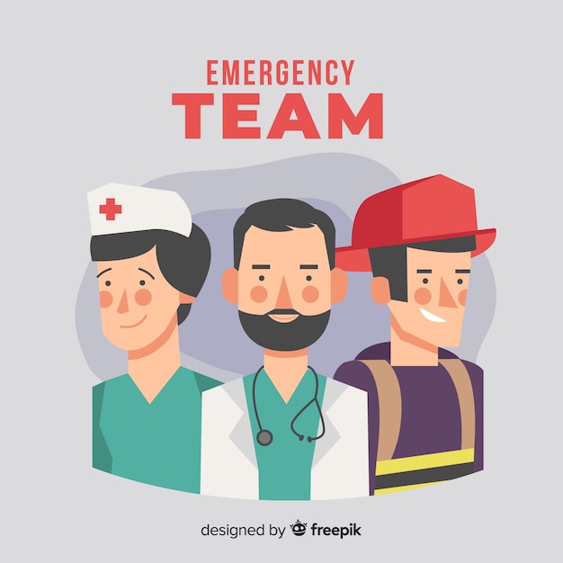 Free vector creative flat emergency team concept