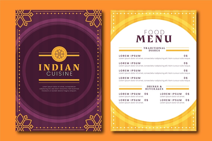 Free Vector creative flat indian menu template