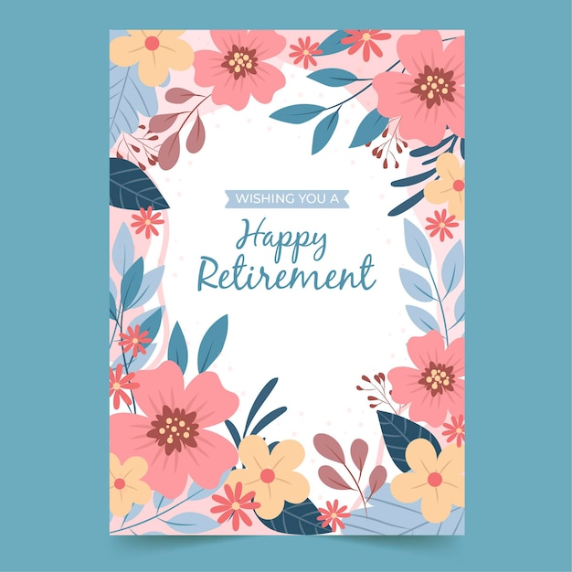 Креативный плоский шаблон поздравительной открытки на пенсию