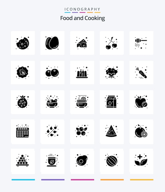 Vettore gratuito creative food 25 glyph solid black icon pack come dieta miele mestolo cibo miele cibo