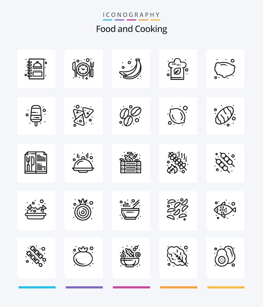 Free vector creative food 25 outline icon pack such as cream potato food food hat