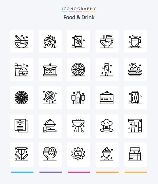 Creative Food And Drink 25 OutLine icon pack Such As food drink drink bowl soft