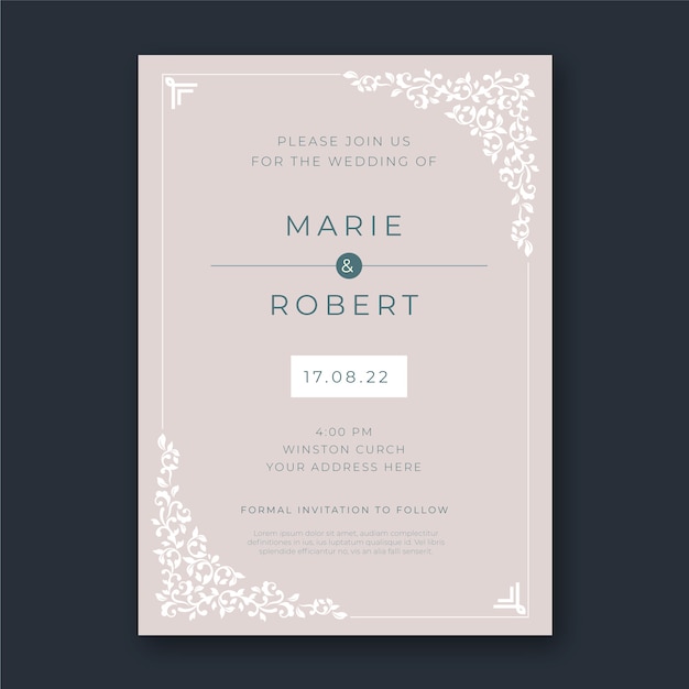 Creative formal wedding invitation