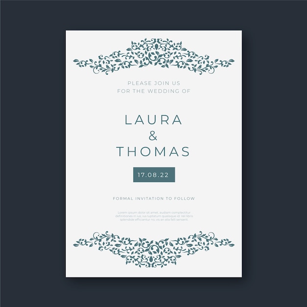 Free vector creative formal wedding invitation