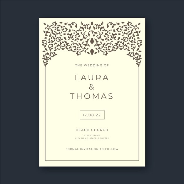 Creative formal wedding invitation