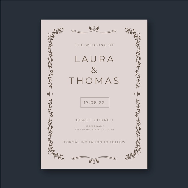 Creative formal wedding invitation