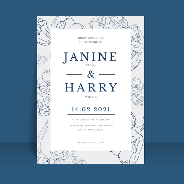 Free vector creative formal wedding invitation