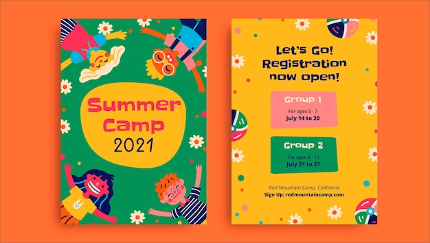 Free vector creative funny summer camp flyer