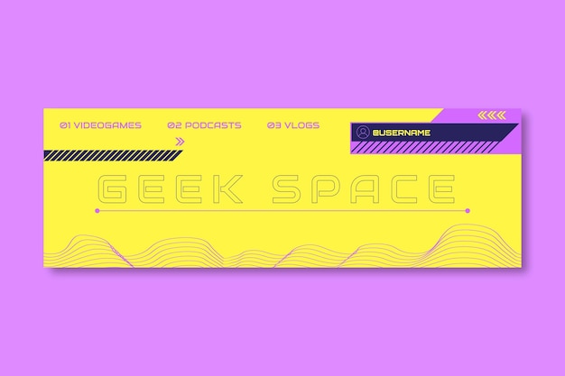 Intestazione di social media di gioco geek futuristico creativo