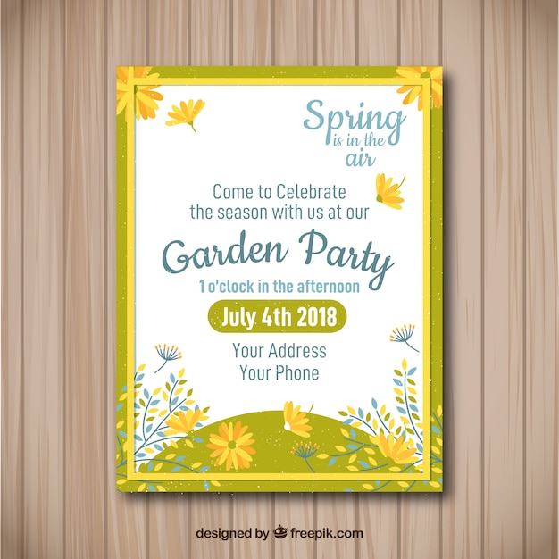 Free vector creative garden party invitation design