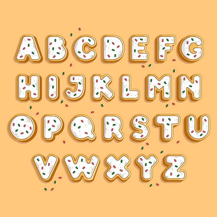 Free Vector creative gingerbread christmas alphabet