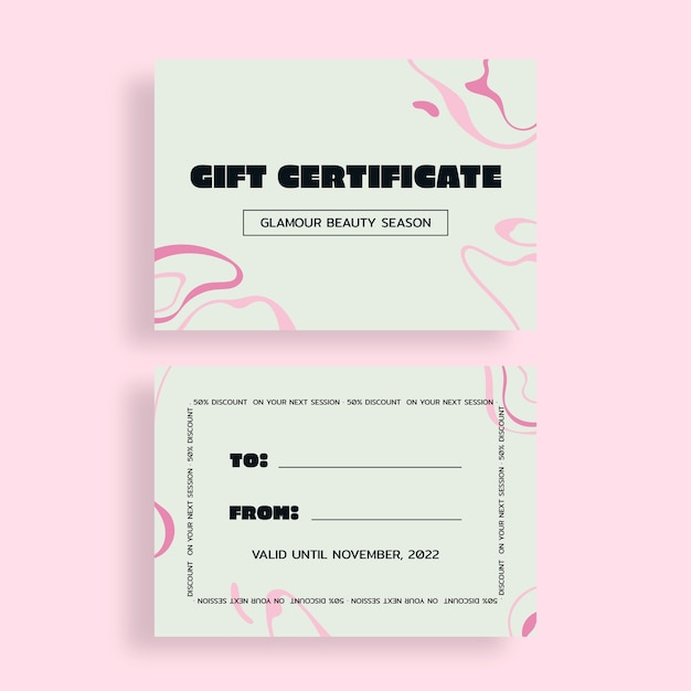 Free vector creative glamour beauty salon gift certificate