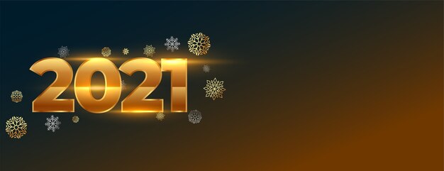 2021年の数字と雪片で創造的な輝く新年のバナー