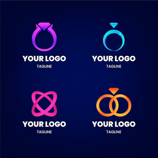 Vettore gratuito modelli di logo anello design sfumato creativo