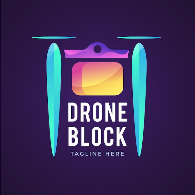 Vettore gratuito modello di logo drone gradiente creativo