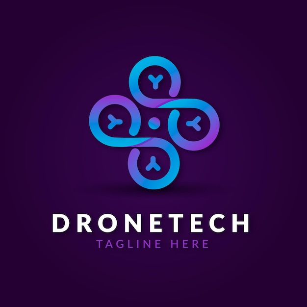 Vettore gratuito modello di logo di drone gradiente creativo