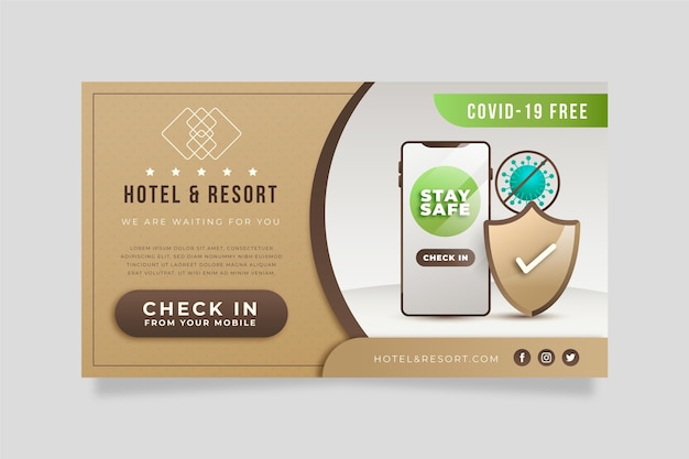 Creative gradient hotel banner template with photo