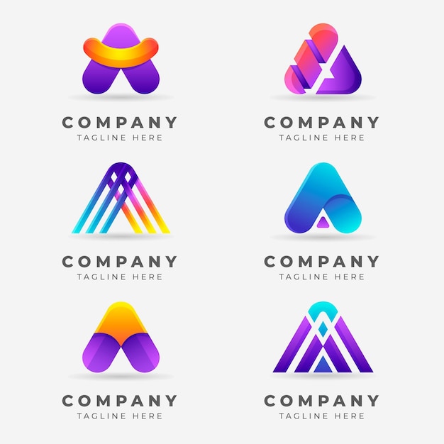 Free vector creative gradient a logo collection