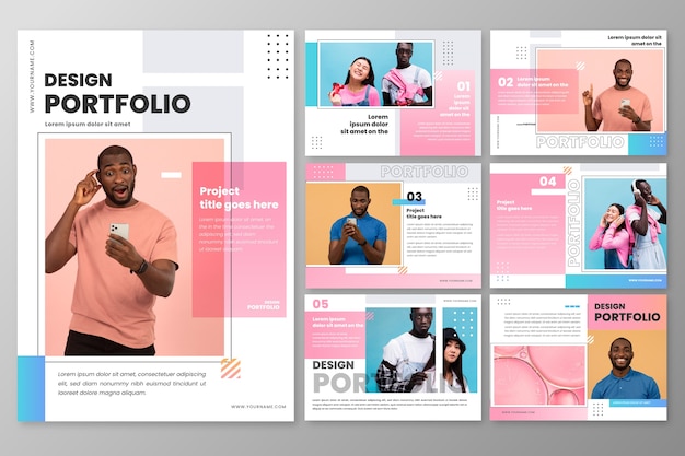 Free vector creative gradient portfolio template