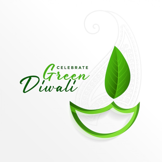 Creative green diya background for eco green diwali