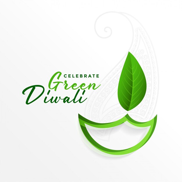 Creative green diya background for eco green diwali