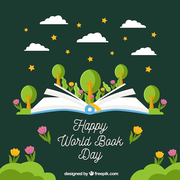 Free vector creative green world book day background