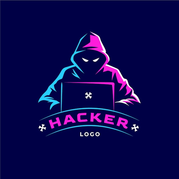 Vettore gratuito modello di logo hacker creativo