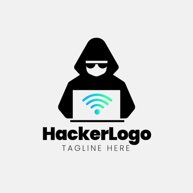 Vettore gratuito modello di logo hacker creativo