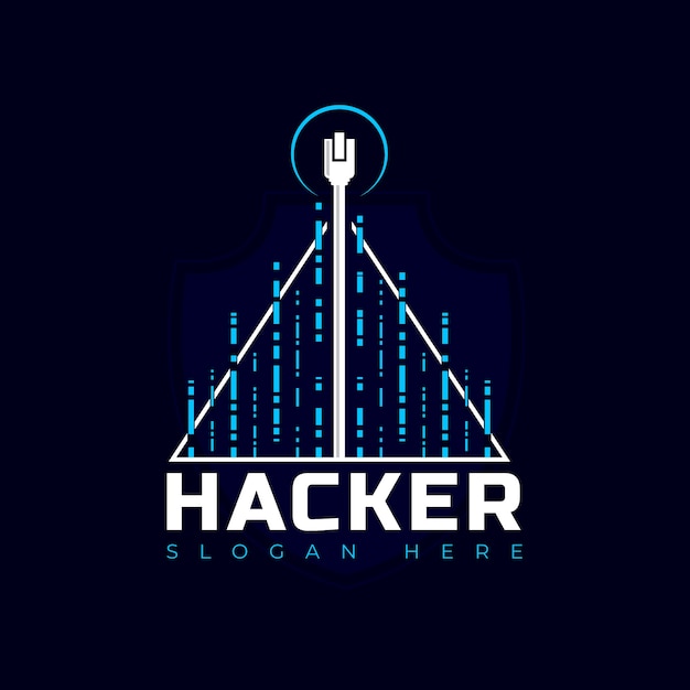 Vettore gratuito modello di logo hacker creativo