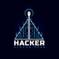 Vettore gratuito modello di logo hacker creativo