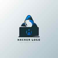 Vettore gratuito modello di logo hacker creativo