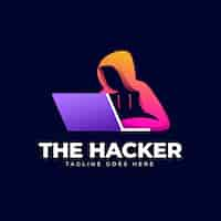 Vettore gratuito modello di logo hacker creativo