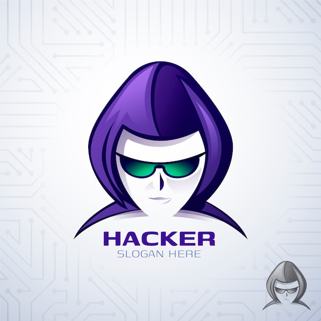 Vettore gratuito modello di logo hacker creativo